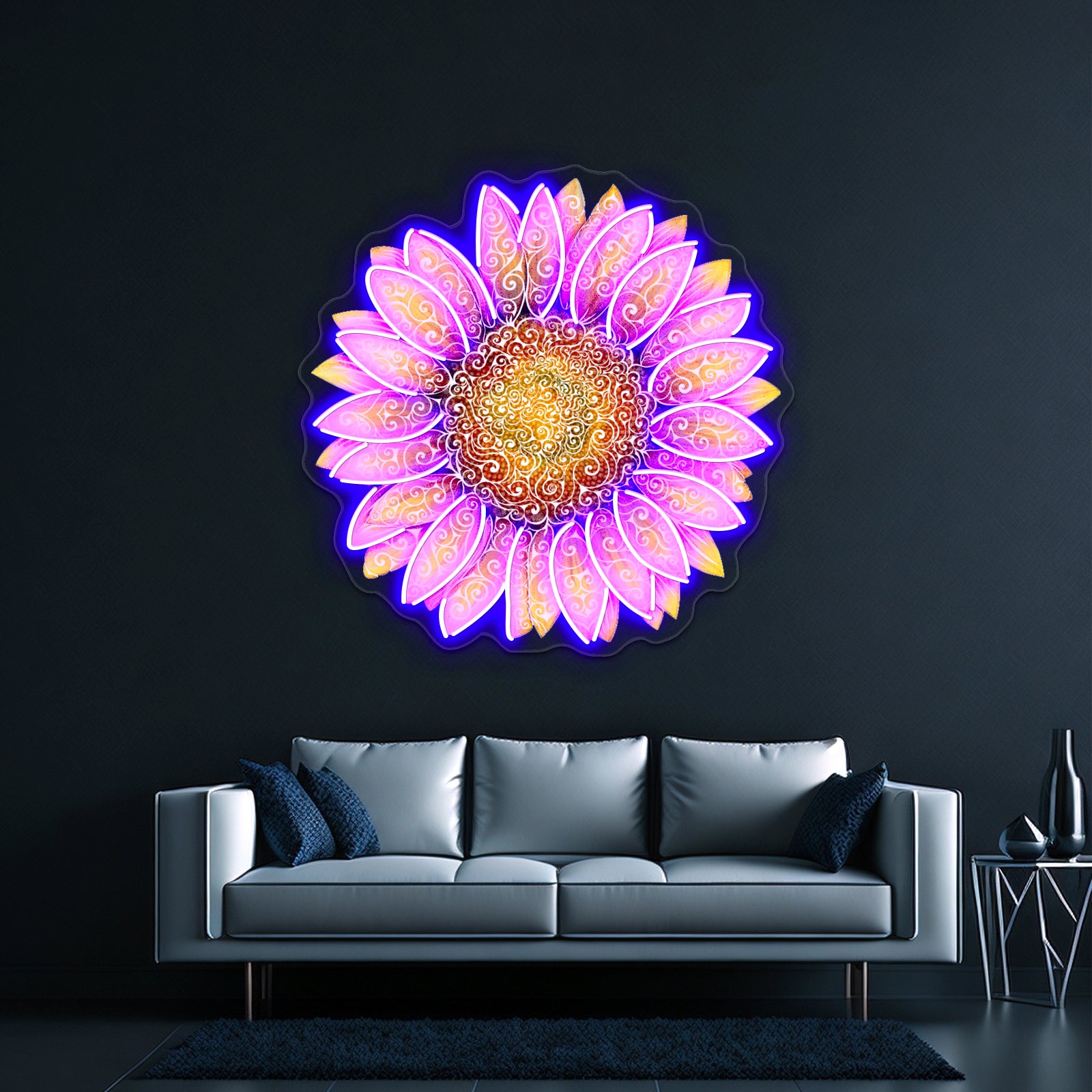Swirly Sunflower Wall Artwork Neon Signs | Shineneon