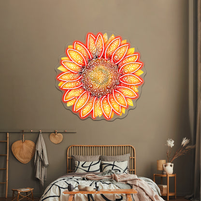 Swirly Sunflower Wall Artwork Neon Signs