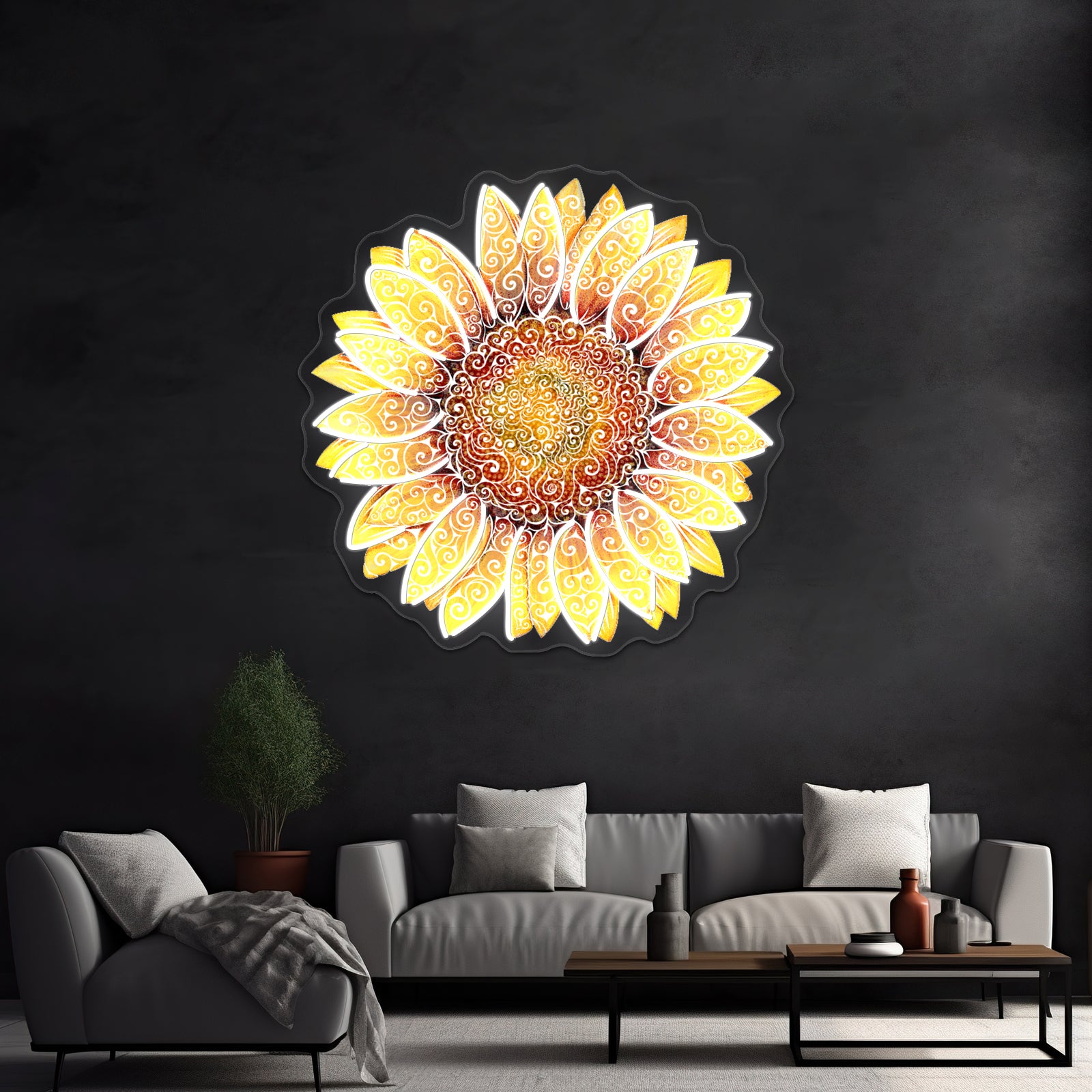 Swirly Sunflower Wall Artwork Neon Signs | Shineneon
