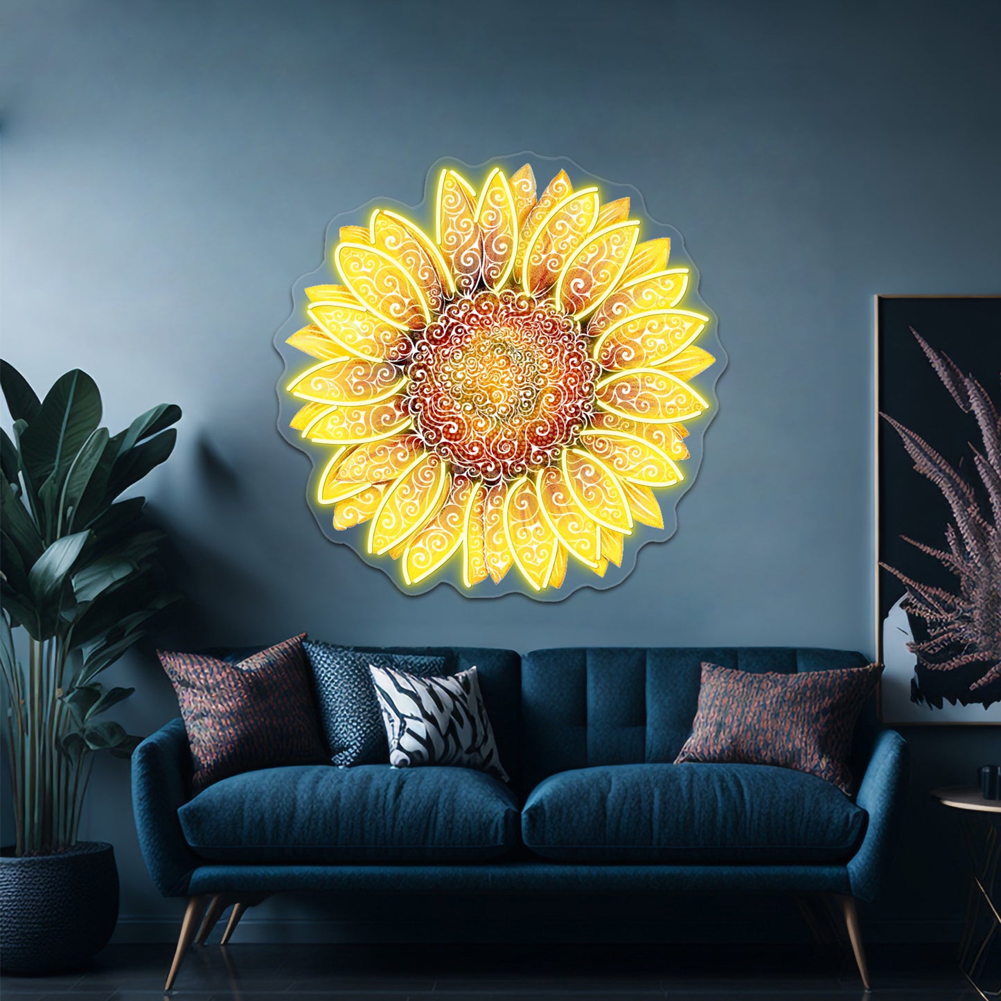 Swirly Sunflower Wall Artwork Neon Signs