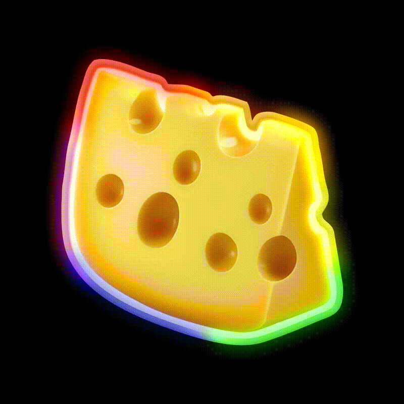 Swiss Cheese Slice Isolated Minimal Food Art Snack Food Led Neon Sign Rgb Color