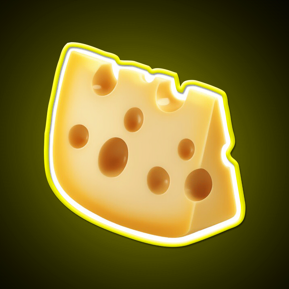 Swiss Cheese Slice Isolated Minimal Food Art Snack Food Led Neon Sign Rgb Color