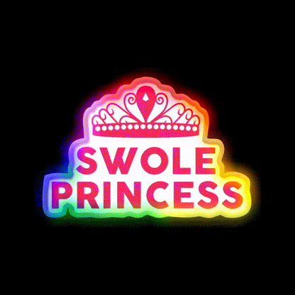 Swole Princess Pink Font Gym Fitness Led Neon Sign Rgb Color