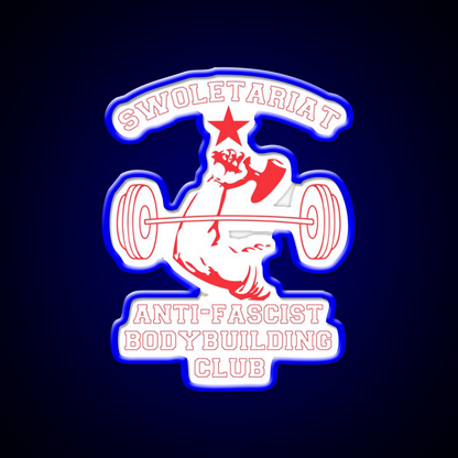Swoletariat Anti Fascist Bodybuilding Club Gym Fitness Led Neon Sign Rgb Color