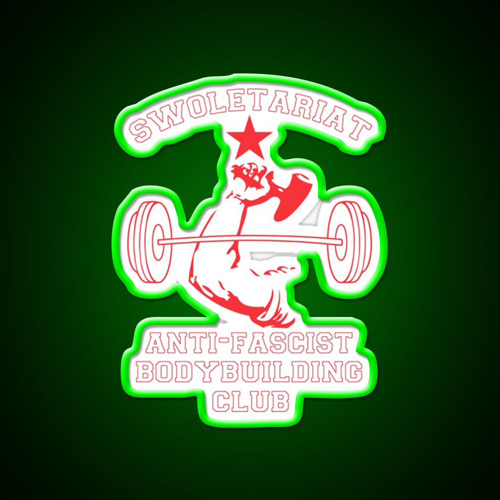 Swoletariat Anti Fascist Bodybuilding Club Gym Fitness Led Neon Sign Rgb Color