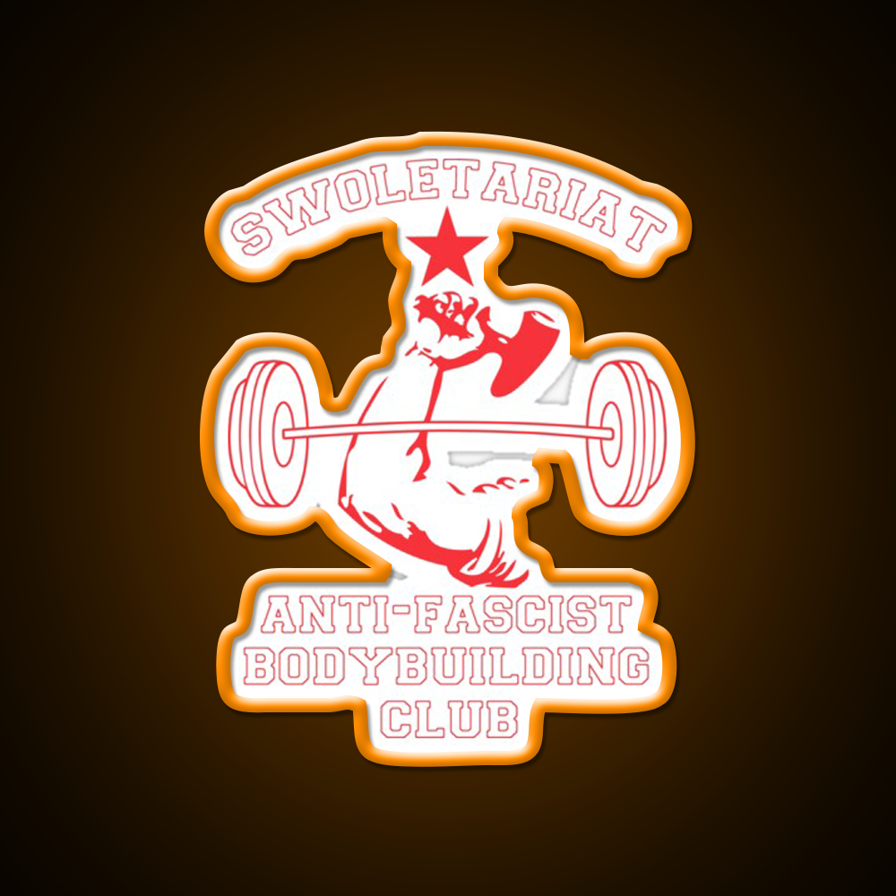 Swoletariat Anti Fascist Bodybuilding Club Gym Fitness Led Neon Sign Rgb Color