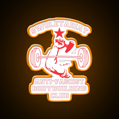 Swoletariat Anti Fascist Bodybuilding Club Gym Fitness Led Neon Sign Rgb Color