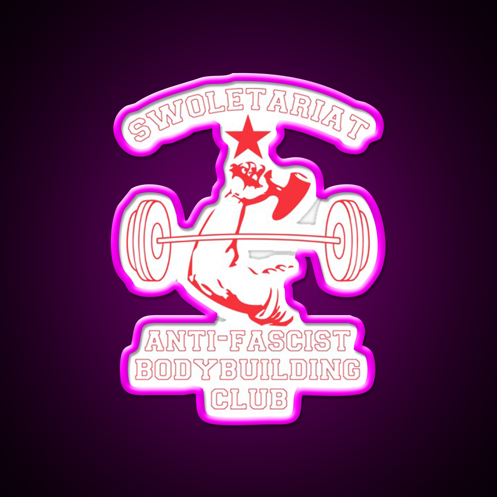 Swoletariat Anti Fascist Bodybuilding Club Gym Fitness Led Neon Sign Rgb Color