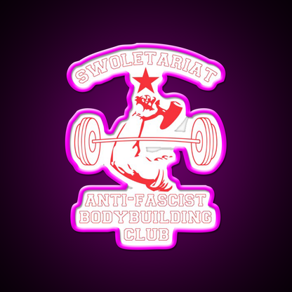 Swoletariat Anti Fascist Bodybuilding Club Gym Fitness Led Neon Sign Rgb Color