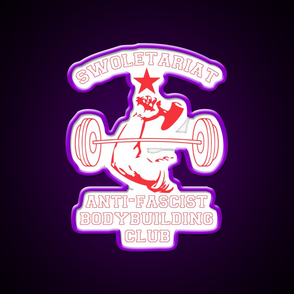 Swoletariat Anti Fascist Bodybuilding Club Gym Fitness Led Neon Sign Rgb Color