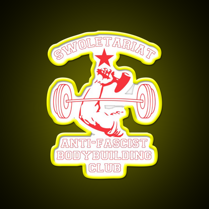 Swoletariat Anti Fascist Bodybuilding Club Gym Fitness Led Neon Sign Rgb Color