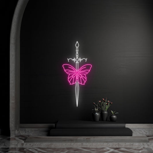 Sword Butterfly Neon Light Room Wall Decor