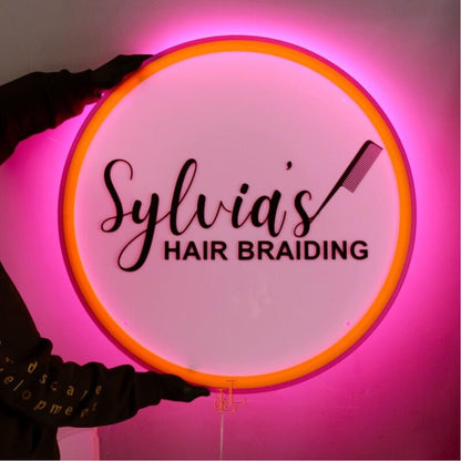 Sylrias Hair Braiding Acrylic Business Logo Sign - Shineneon