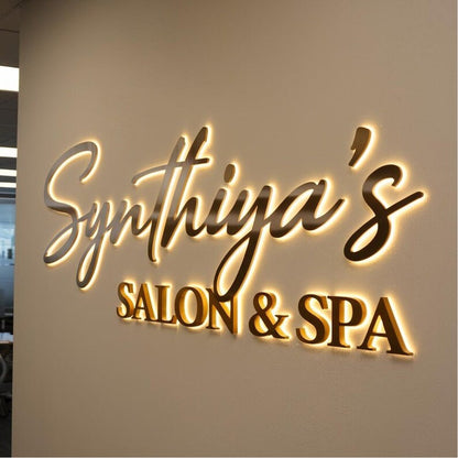 Synthiyas Salon And Spa 3D Backlit Channel Letters Led Light Sign - Shineneon