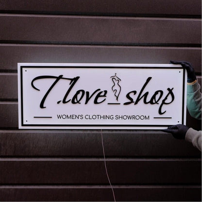 T Love Shop Acrylic Business Logo Sign - Shineneon