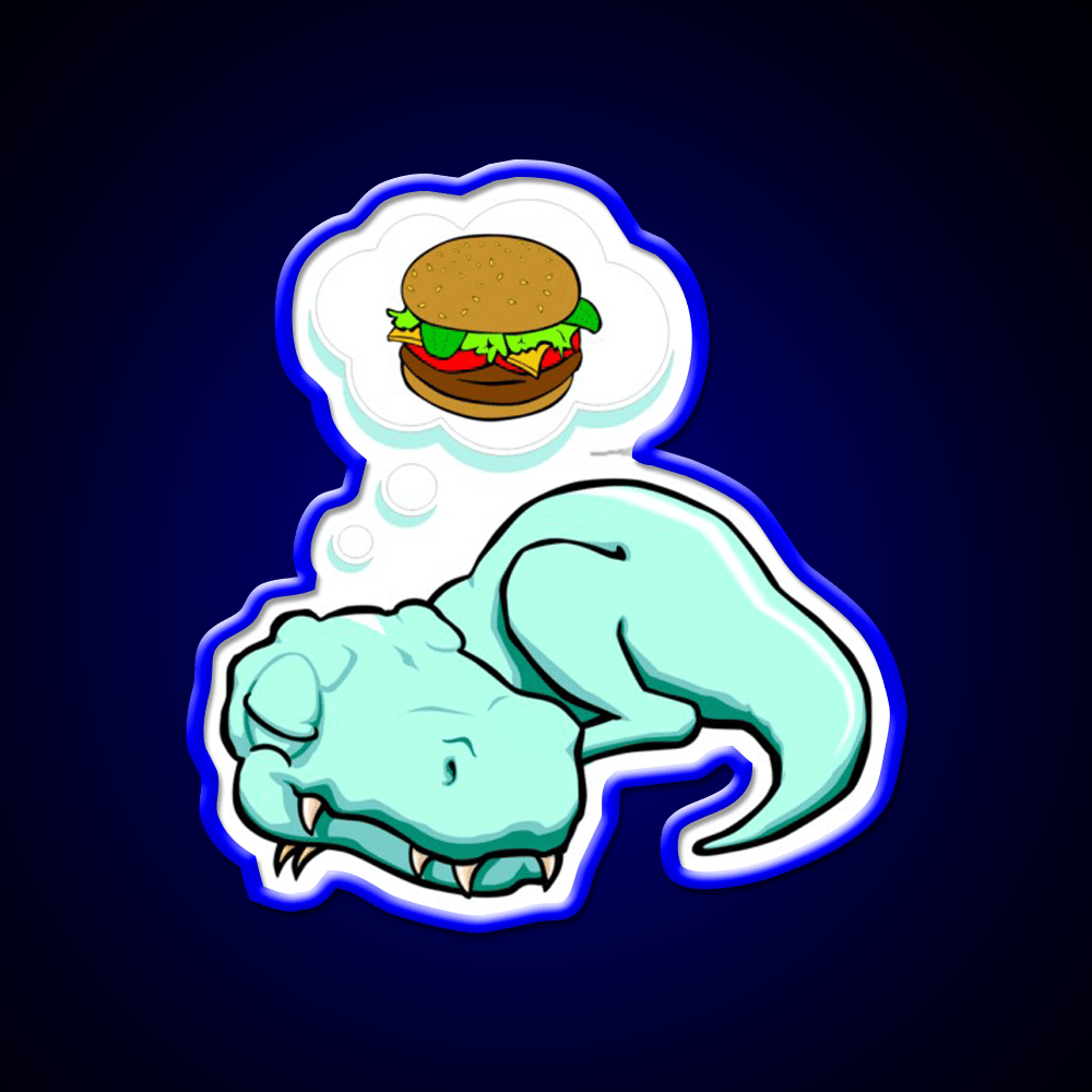 T Rex Dreaming Burger Lover Fast Food Led Neon Sign For Burger Place Rgb Color - Shineneon