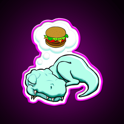 T Rex Dreaming Burger Lover Fast Food Led Neon Sign For Burger Place Rgb Color - Shineneon