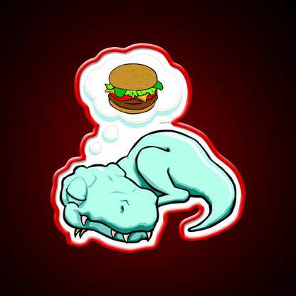 T Rex Dreaming Burger Lover Fast Food Led Neon Sign For Burger Place Rgb Color - Shineneon
