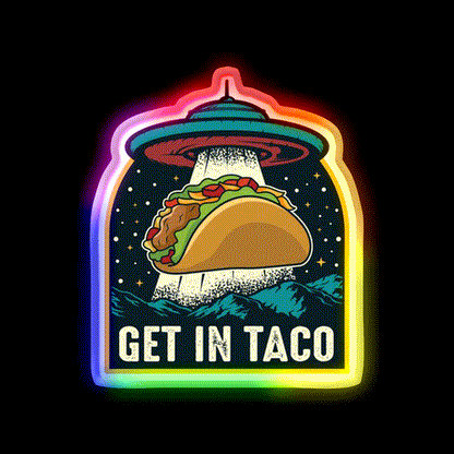 Taco Abduction Taco Led Neon Sign Mexican Food Sign Rgb Color - LED neon sign close-up detail
