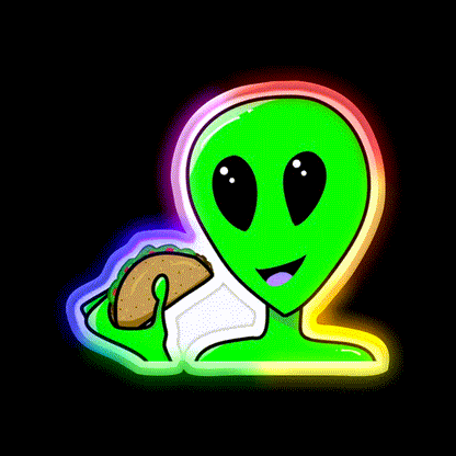 Taco Alien Taco Led Neon Sign Mexican Food Sign Rgb Color - LED neon sign close-up detail