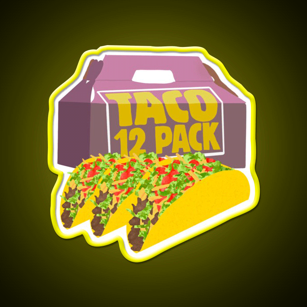 Taco Bell 12 Pack Box Crunchy Fast Food Led Neon Sign For Burger Place Rgb Color