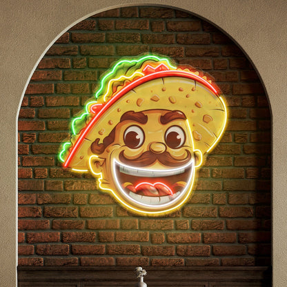 Taco Big Smile Sombrero Acryllic Led Sign | Shineneon