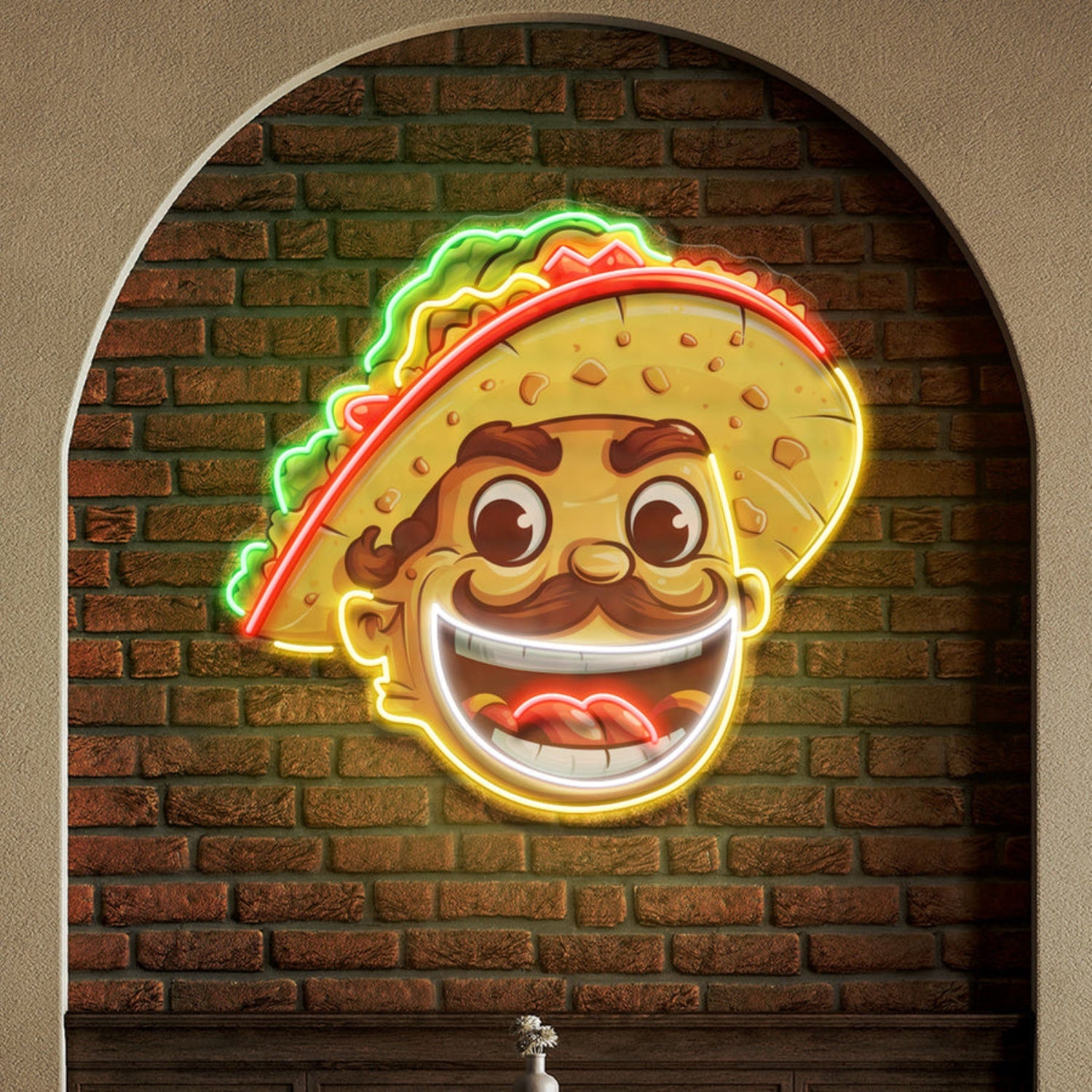 Taco Big Smile Sombrero Acryllic Led Sign | Shineneon