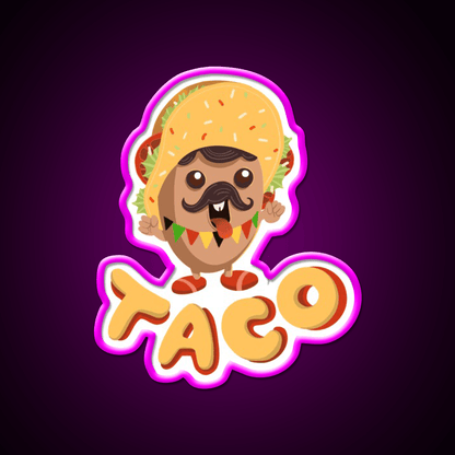 Taco Boy Snack Mexican Food Taco Led Neon Sign Mexican Food Sign Rgb Color - Shineneon