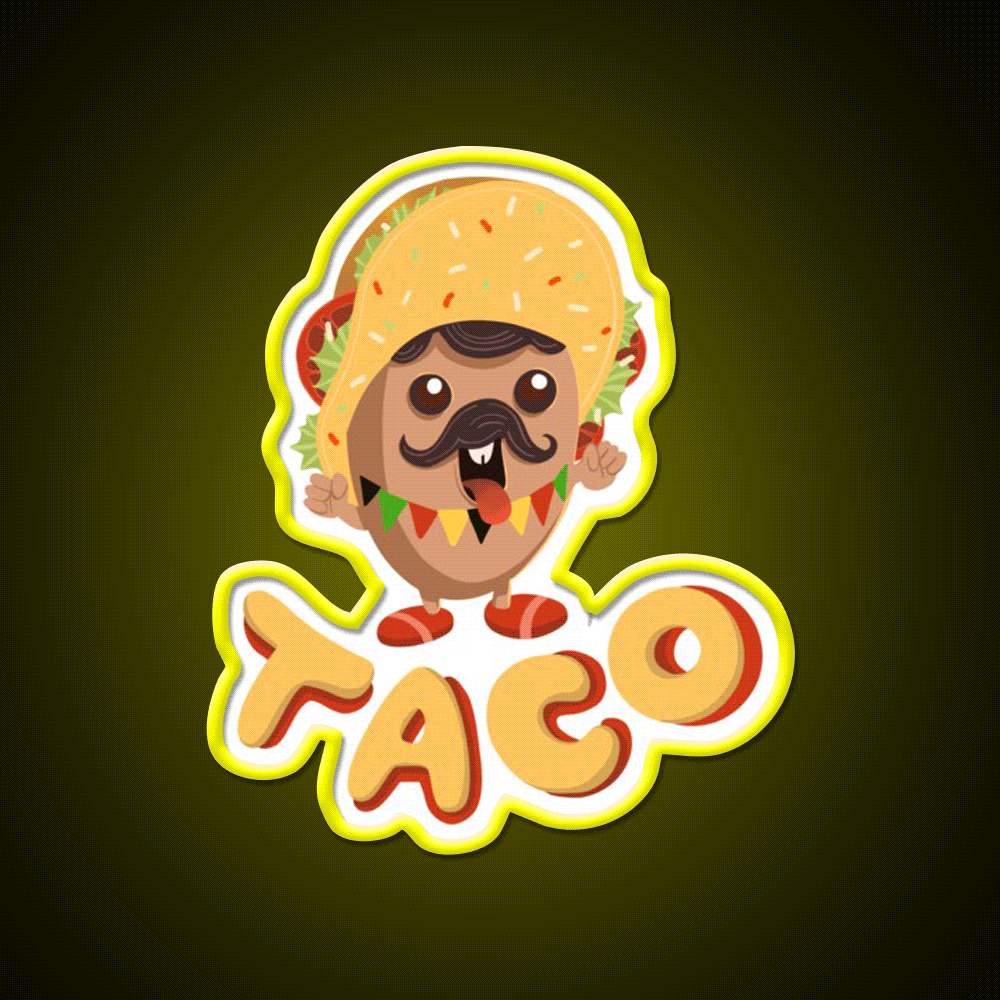 Taco Boy Snack Mexican Food Taco Led Neon Sign Mexican Food Sign Rgb Color - Custom LED neon sign front view