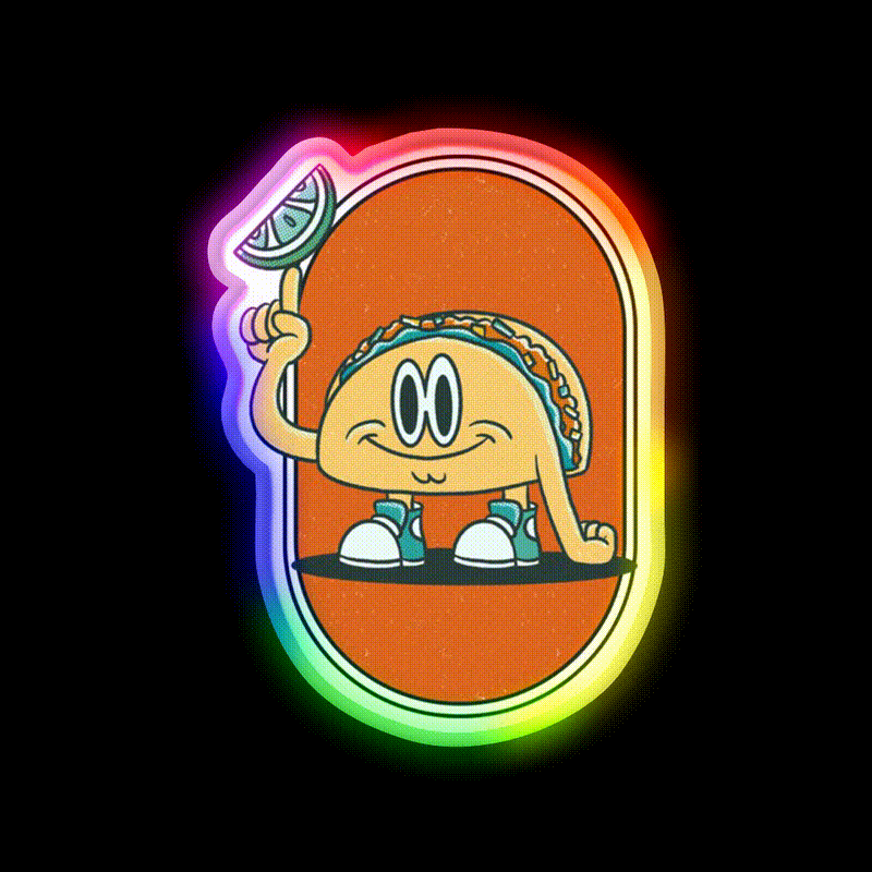 Taco Bro Taco Led Neon Sign Mexican Food Sign Rgb Color - LED neon sign close-up detail