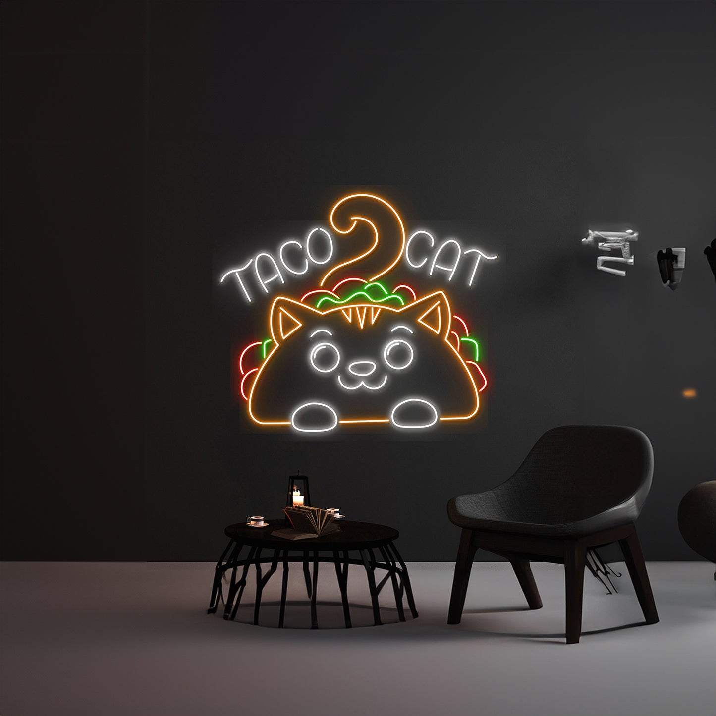 Taco Cat Neon Sign Mexican Food Shop Room Wall Art Decor