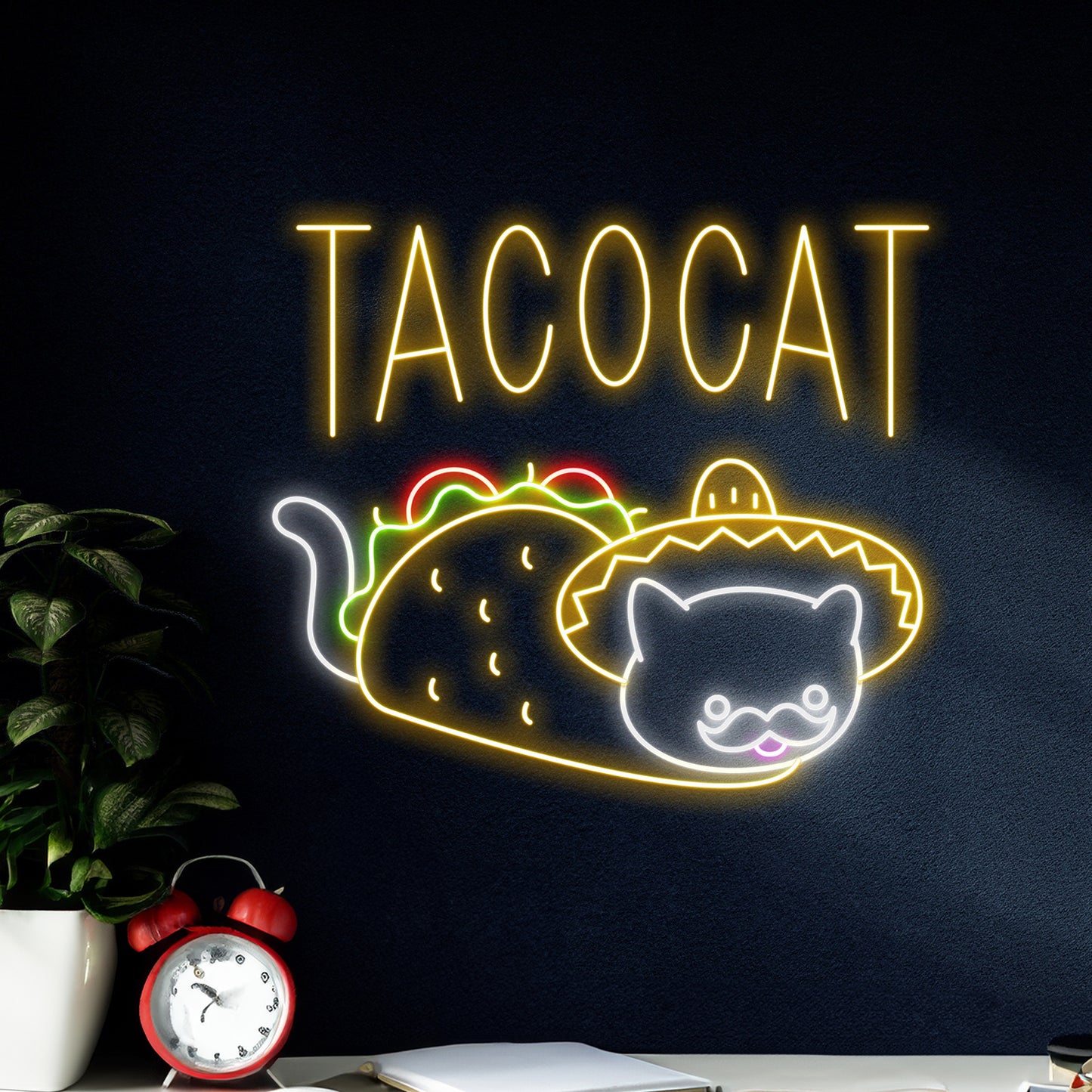 Taco Cat Neon Sign Wall Art Decor