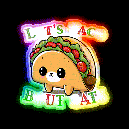 Taco Cat Saying Cinco De Mayo Fiesta Taco Led Neon Sign Rgb Color - LED neon sign close-up detail