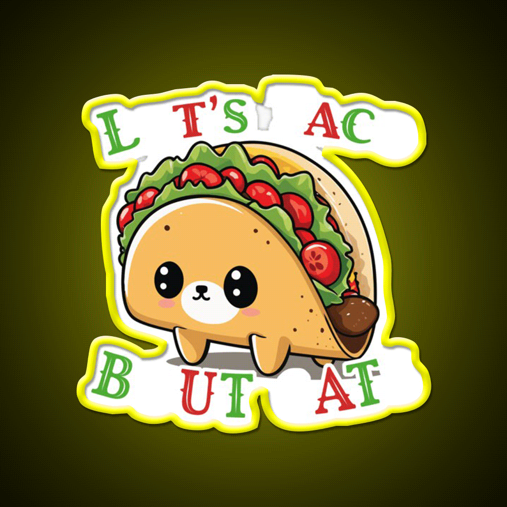 Taco Cat Saying Cinco De Mayo Fiesta Taco Led Neon Sign Rgb Color - Custom LED neon sign front view