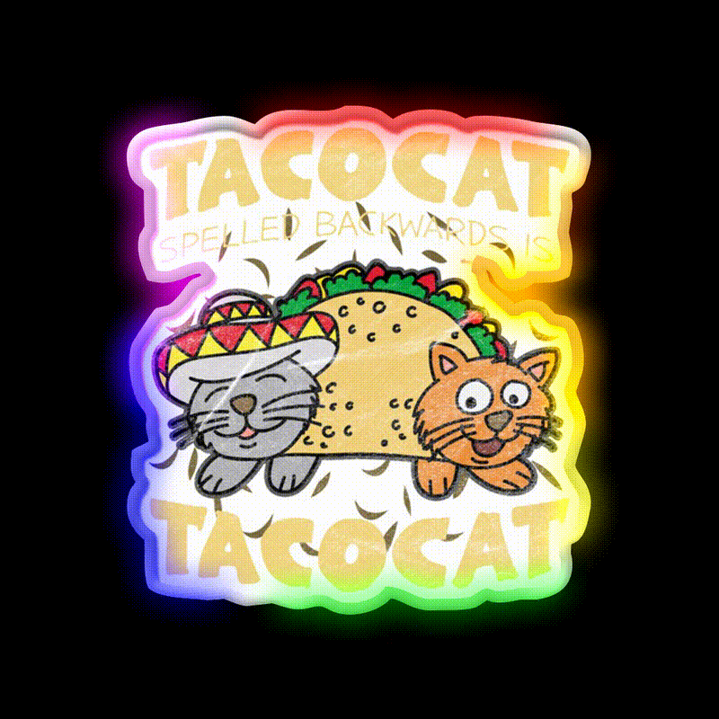 Taco Cat Sombrero Fast Food Led Neon Sign For Burger Place Rgb Color