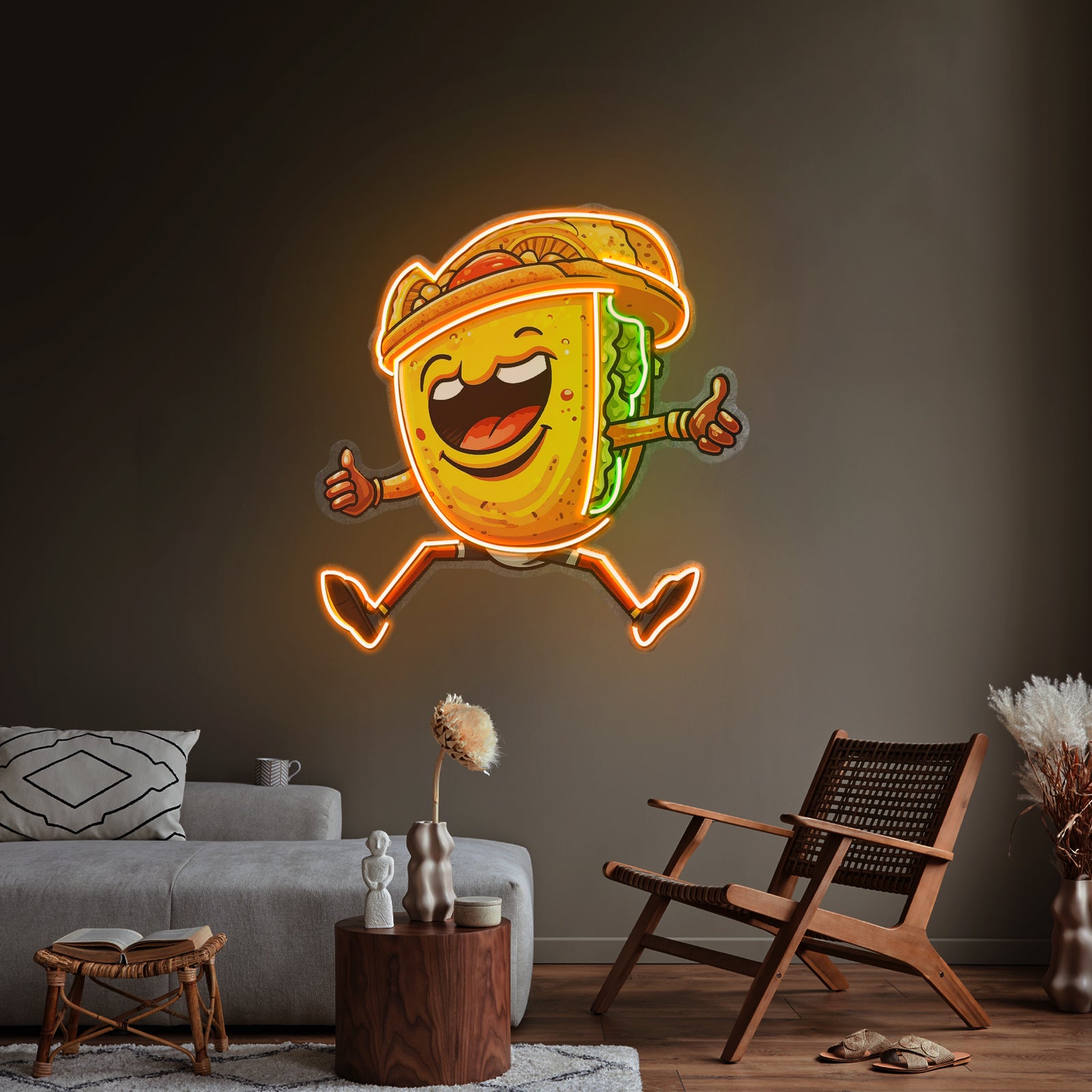 Taco Gentlemen Neon Acrylic Artwork