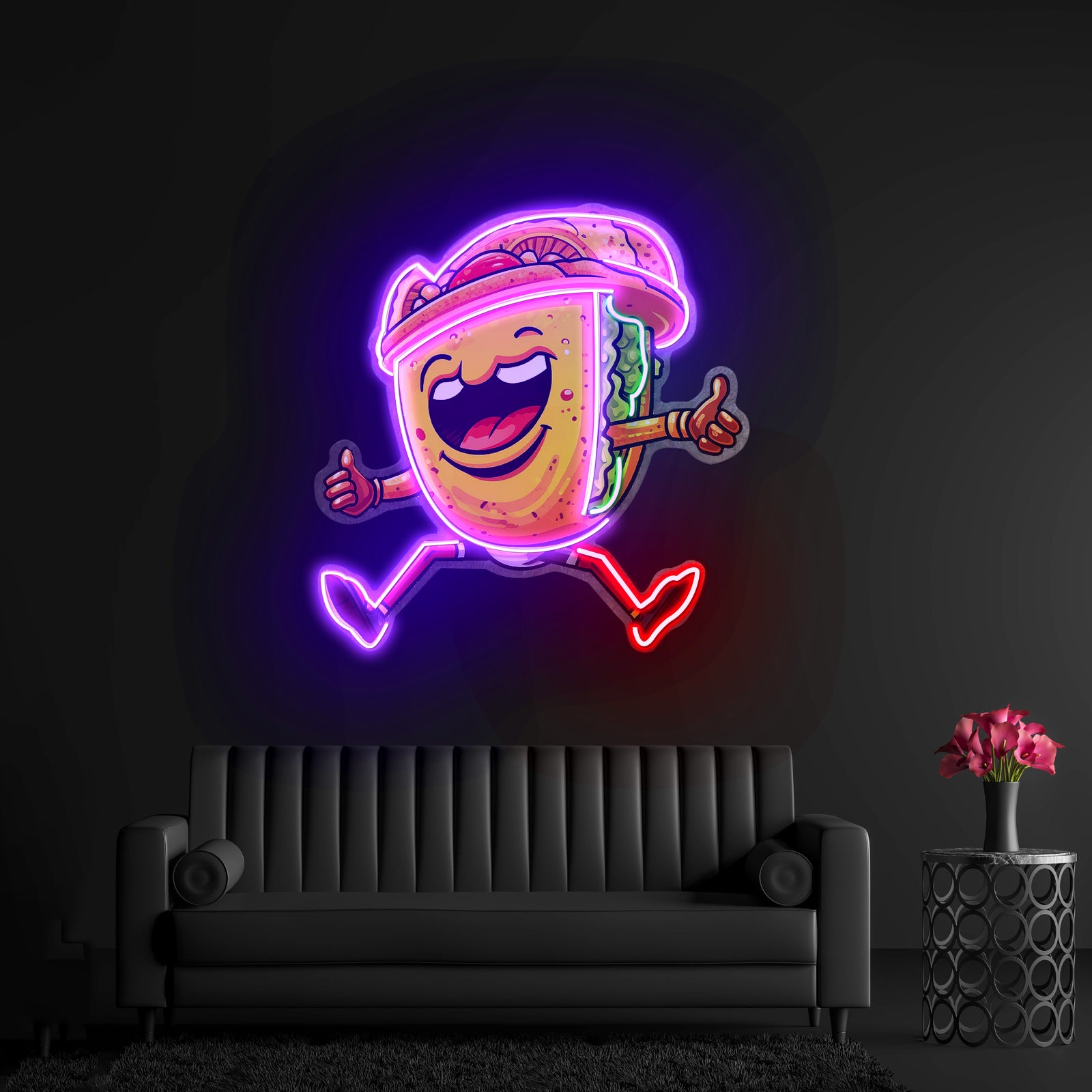 Taco Gentlemen Neon Acrylic Artwork