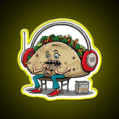 Taco Eating A Burrito Taco Led Neon Sign Mexican Food Sign Rgb Color - Shineneon