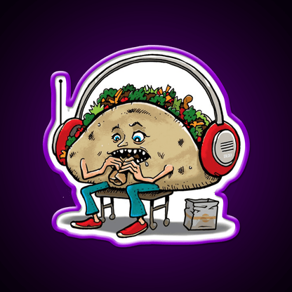 Taco Eating A Burrito Taco Led Neon Sign Mexican Food Sign Rgb Color - Shineneon
