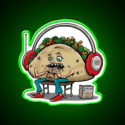 Taco Eating A Burrito Taco Led Neon Sign Mexican Food Sign Rgb Color - Shineneon