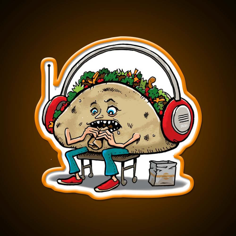 Taco Eating A Burrito Taco Led Neon Sign Mexican Food Sign Rgb Color - Shineneon