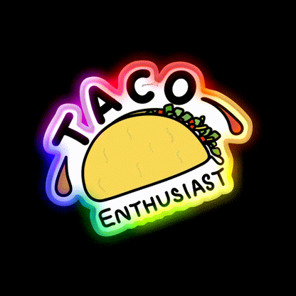 Taco Enthusiast Tasty Hard Shell Taco Art Taco Led Neon Sign Rgb Color - LED neon sign close-up detail
