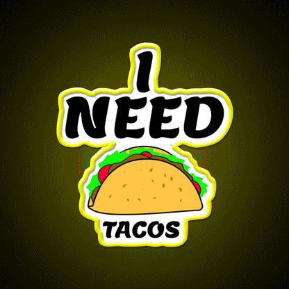 Taco Fun Teat Fast Food Eating Gift Taco Led Neon Sign Rgb Color - Custom LED neon sign front view