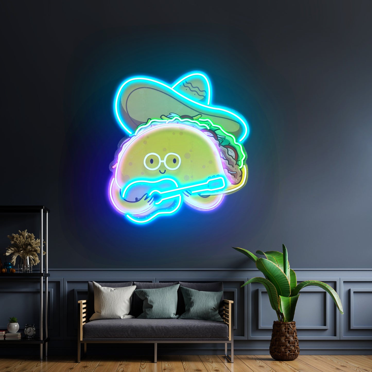 Taco Gentlemen Neon Acrylic Artwork