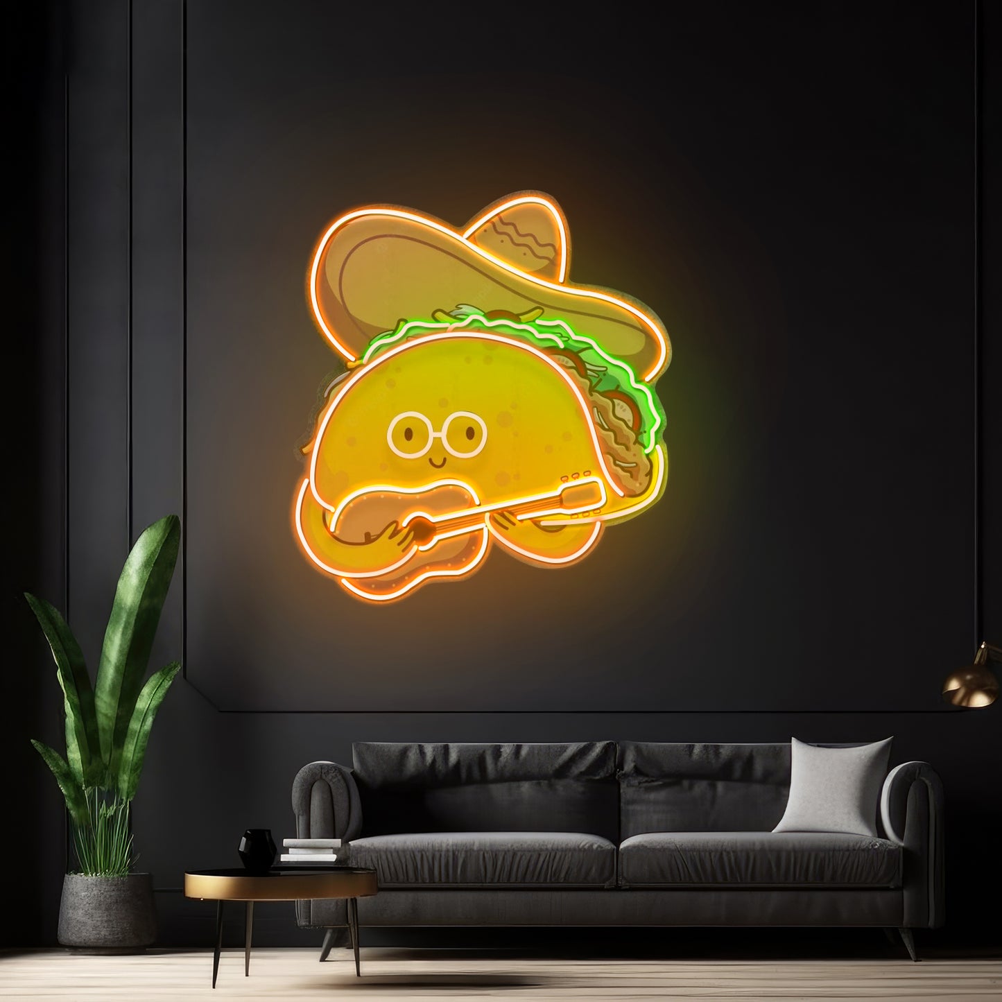 Taco Gentlemen Neon Acrylic Artwork