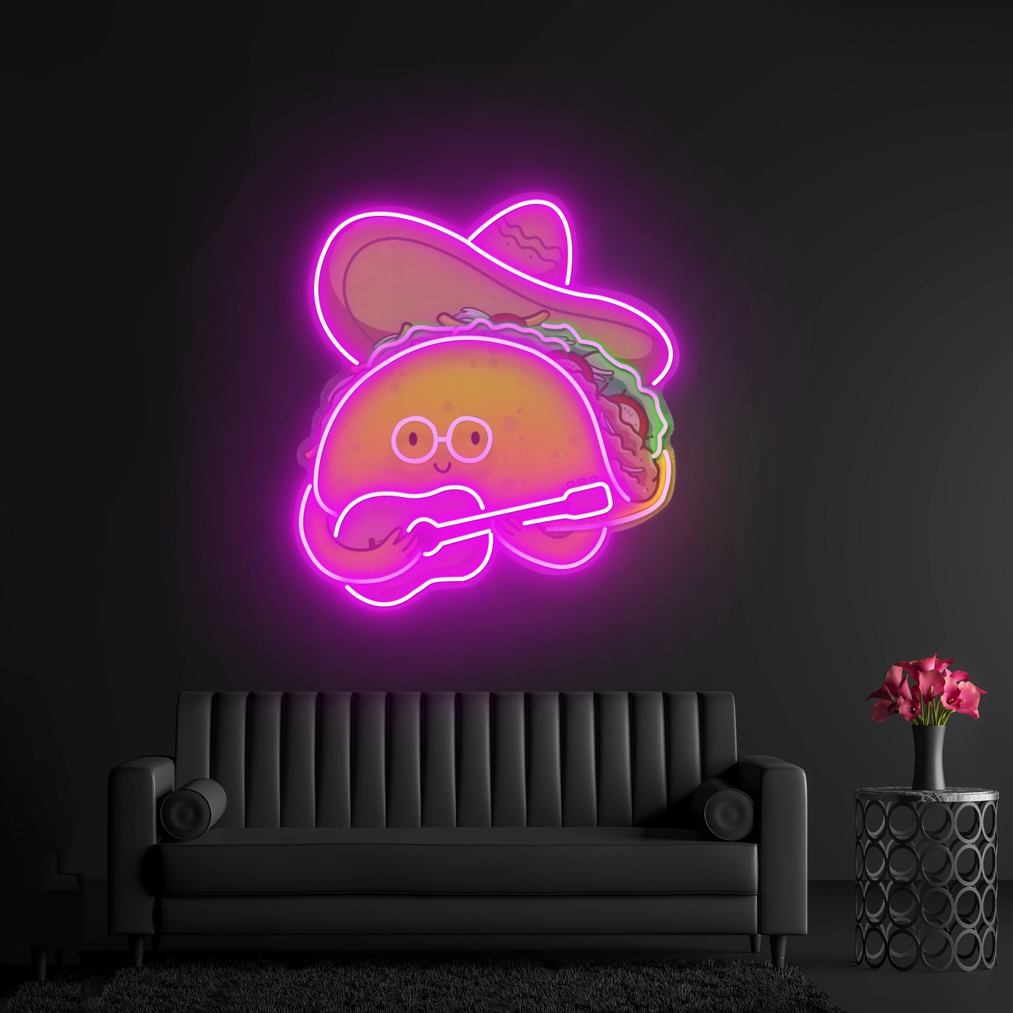 Taco Gentlemen Neon Acrylic Artwork