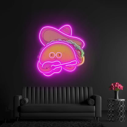 Taco Gentlemen Neon Acrylic Artwork