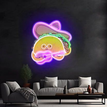 Taco Gentlemen Neon Acrylic Artwork