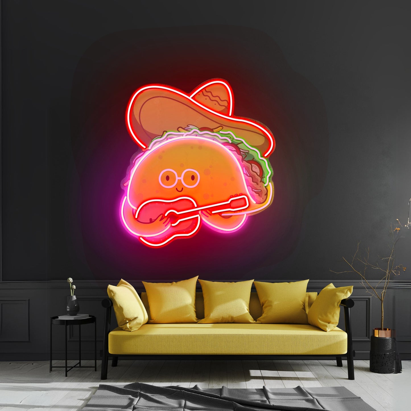 Taco Gentlemen Neon Acrylic Artwork