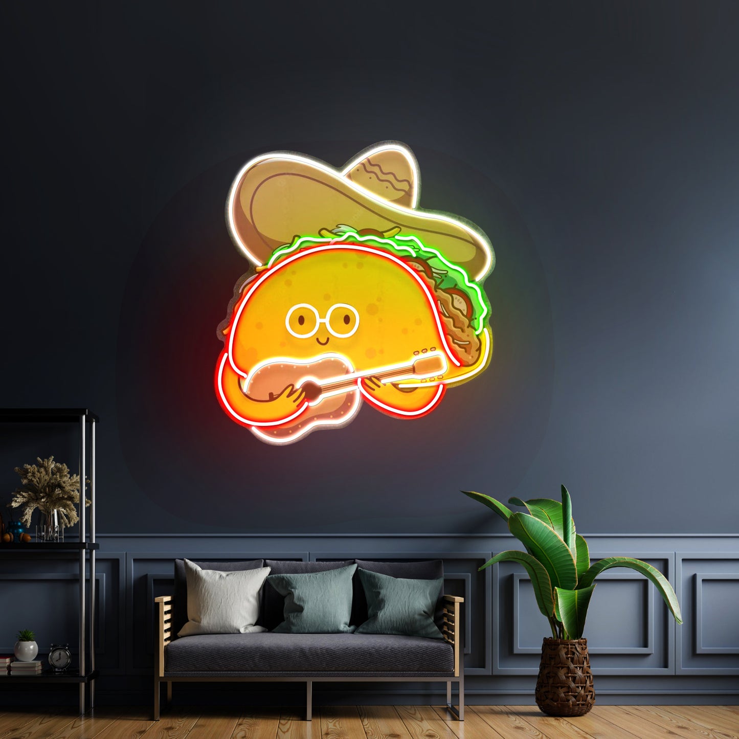 Taco Gentlemen Neon Acrylic Artwork